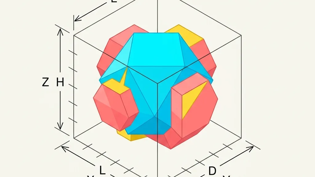 3D model bounding box with dimension lines and measurement axes